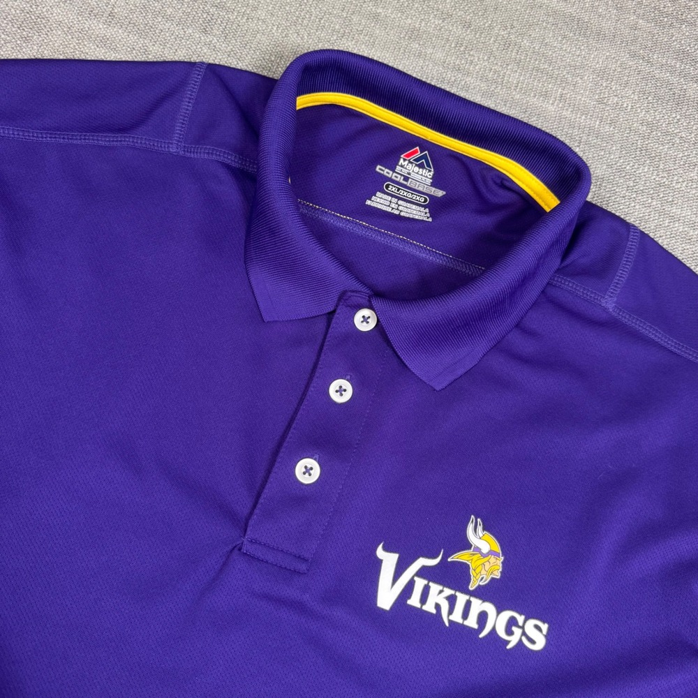 Minnesota Vikings Polo Shirt Majestic Cool Base‎ Purple NFL Men's 2XL